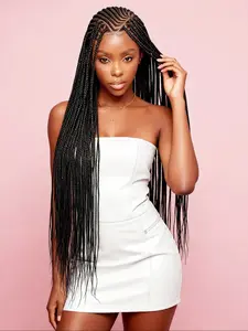 New Single Layer HD Full Lace Braided Wig, Handmade Cornrow Style, High-Quality Craftsmanship, Perfect for All Seasons