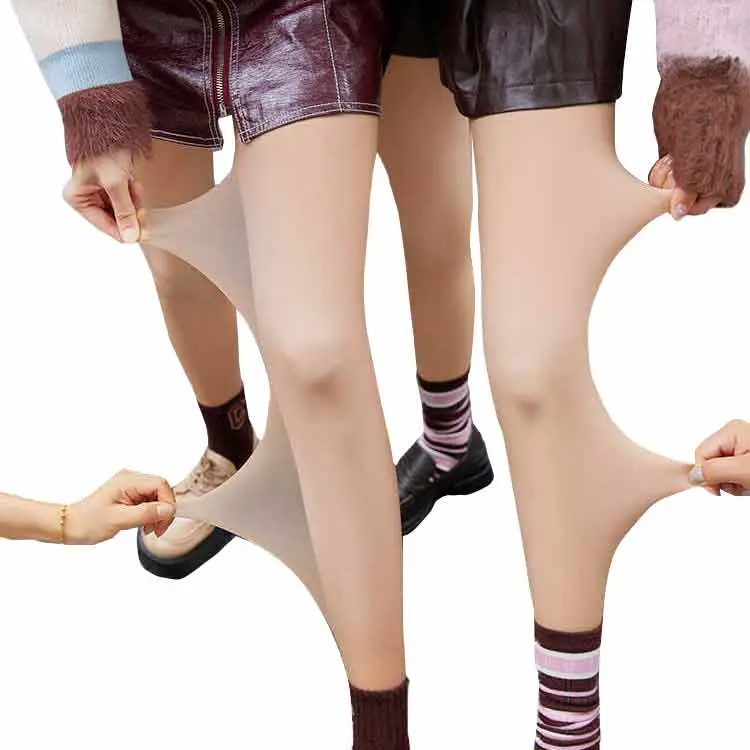 Stay Warm Stylish! Bare-Skin Look Tights with Double Layers for the Perfect Winter Outfit! Womenswear Comfortable Leggings Oversized