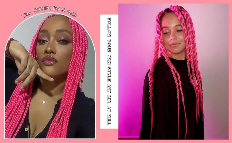 Hot Pink Braiding Hair Pre Stretched 2 Packs Box Braids Hair Extensions 26 Inches Synthetic Pre Stretched Braiding Hair