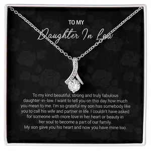 To My Daughter-In-Law Necklace, Gift For Daughter In Law, Daughter In Law Gift, Gift for Daughter In Law from Mother-In-Law, Meaningful Jewelry with Message Card, Birthday Christmas Wedding Gift, Romantic Pendant Necklace for Daughter-In-Law, Family Gift