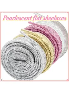 1 pair of flat, shiny sequin shoelaces for sneakers; wide, shiny replacement laces; colorful, sparkly replacement laces; round, silver, glittery laces suitable for women's sneakers, men's shoes, and backpack drawstrings