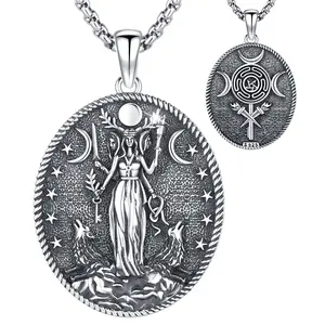 DRINSPER Hecate Necklace 925 Sterling Silver Jewlery Retro Witchy Jewelry Pagan Jewelry for Women