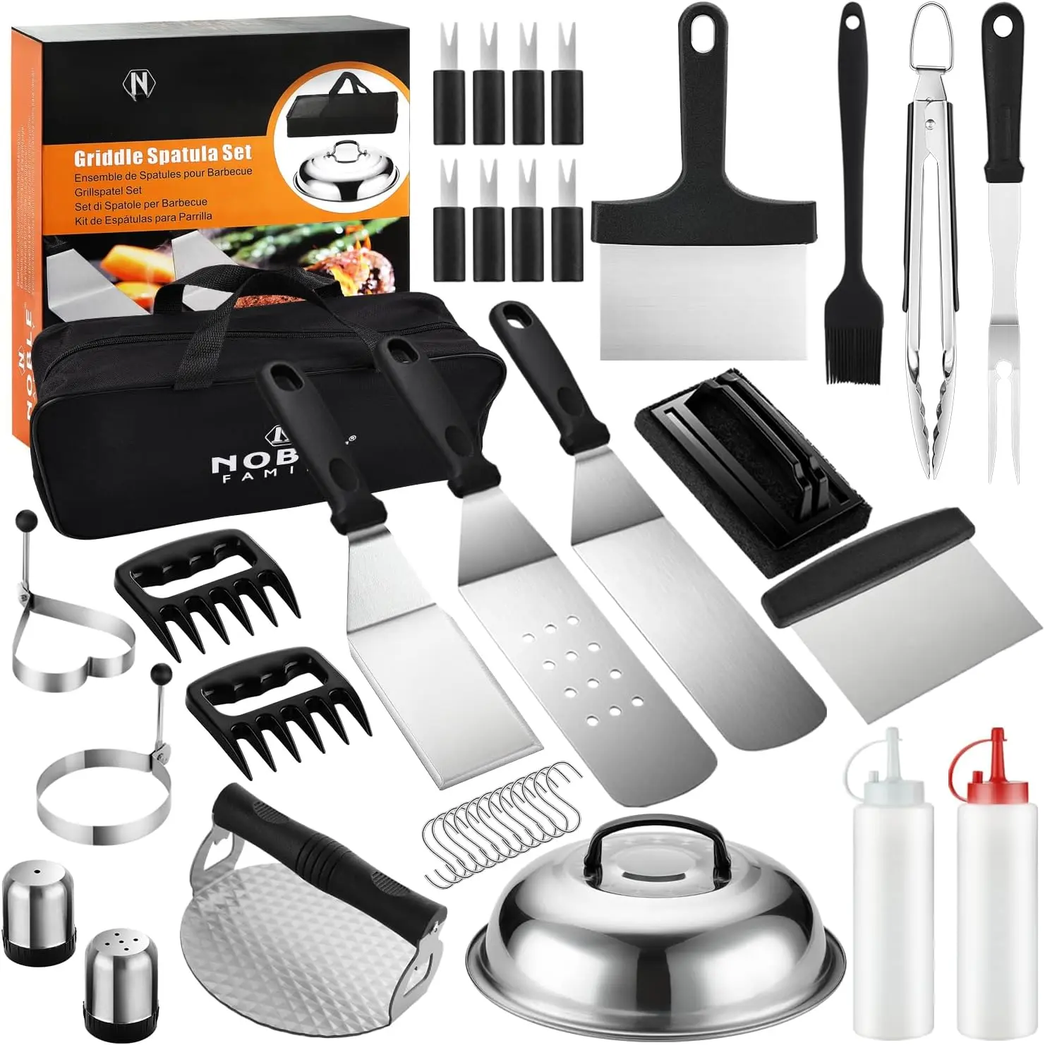 38 count Flat Top Grill Accessories Set -  Have for Your Outdoor with Professioal Griddle Spatula, Cleaig Kit, Grill Bastig Cover - Ideal Griddle  for Me Wome