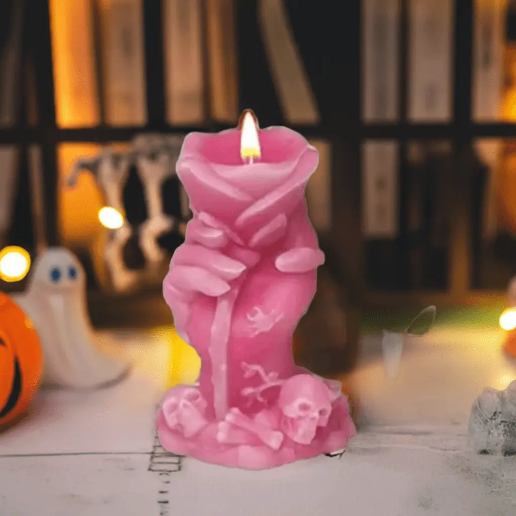 Witchy Carved Rose Candle - Elegant Floral Candle with Unique Carved Design