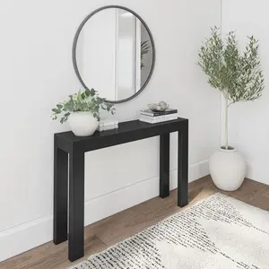 Modern Solid Wood Console Table, 46.25 Inch, Sofa Table, Narrow Entryway Table for Hallway, Behind The Couch, Living Room, Foyer, Easy Assembly, Black