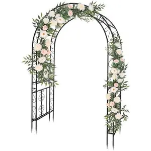 【MothersDayGift】Ubesgoo Wrought Iron Arch Arbor, Courtyard Plant Climbing Frame, Outdoor Wedding Solemnisation Ceremony Decor for for Entrance Gate of Patio, Garden, Park, Porch