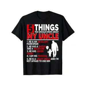 5 Things You Should Know About My Uncle Happy Father's Day T-Shirt, Suitable for unisex personality casual round neck outdoor short-sleeved t-shirt, Men's summer clothes, mens T shirt, slightly elastic, 100% cotton,  double  Vintage Metalcore Graphic