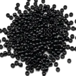1000 Pcs Acrylic Black Pony Beads 6x9mm Large Hole Bulk Beads for Pen Hair Kandi Friendship Bracelet Necklace Jewelry Making Earring Braiding Kit