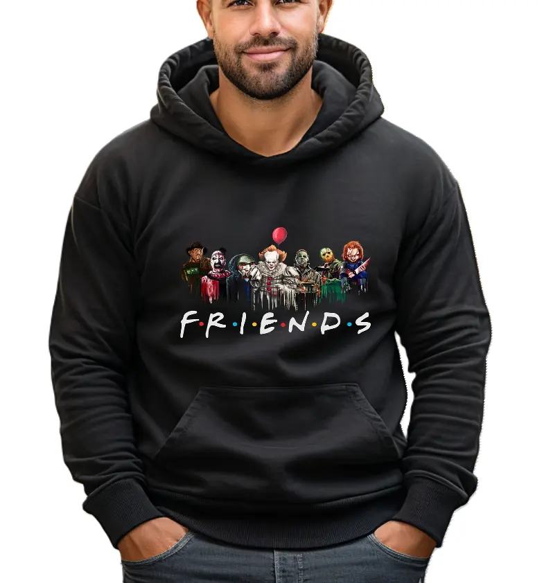 Friends Hoodie, Halloween Friends Hoodie, Horror Movie Hoodie, Friends Graphic Tee, Horror Characters Hoodie, Unisex Halloween Hoodie, Gift for Him, Gift for Her, Menswear Top, Womenswear Top
