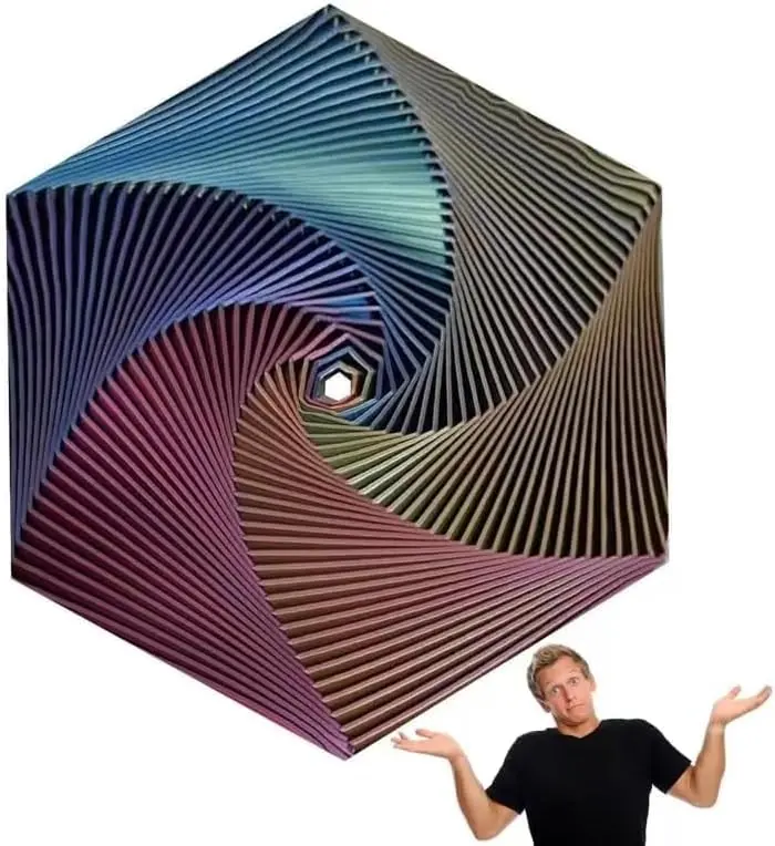 Hexagon Transforming Fidget Toy, 3D Printed Rainbow Super Fidget Sensory Desk Toy, Shape-Shifting Stress Relief Toy for Adults and Teens