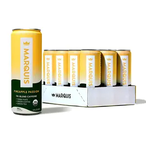 Marquis Pineapple Passion 12-Pack - Sugar Free Natural Energy Drinks -  0 Calories, 100mg of Organic Plant Based Caffeine Vegan Beverages