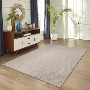 Lush Decor ORLY Indoor/Outdoor Power Loomed Polypropylene Low Profile Area Rug - Transitional Solid Casual Neutral  (Texture)