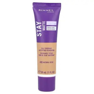 Rimmel London Stay Matte, Full Coverage Mattifying Foundation, 400 Natural Beige, 1 fl oz (30 ml)