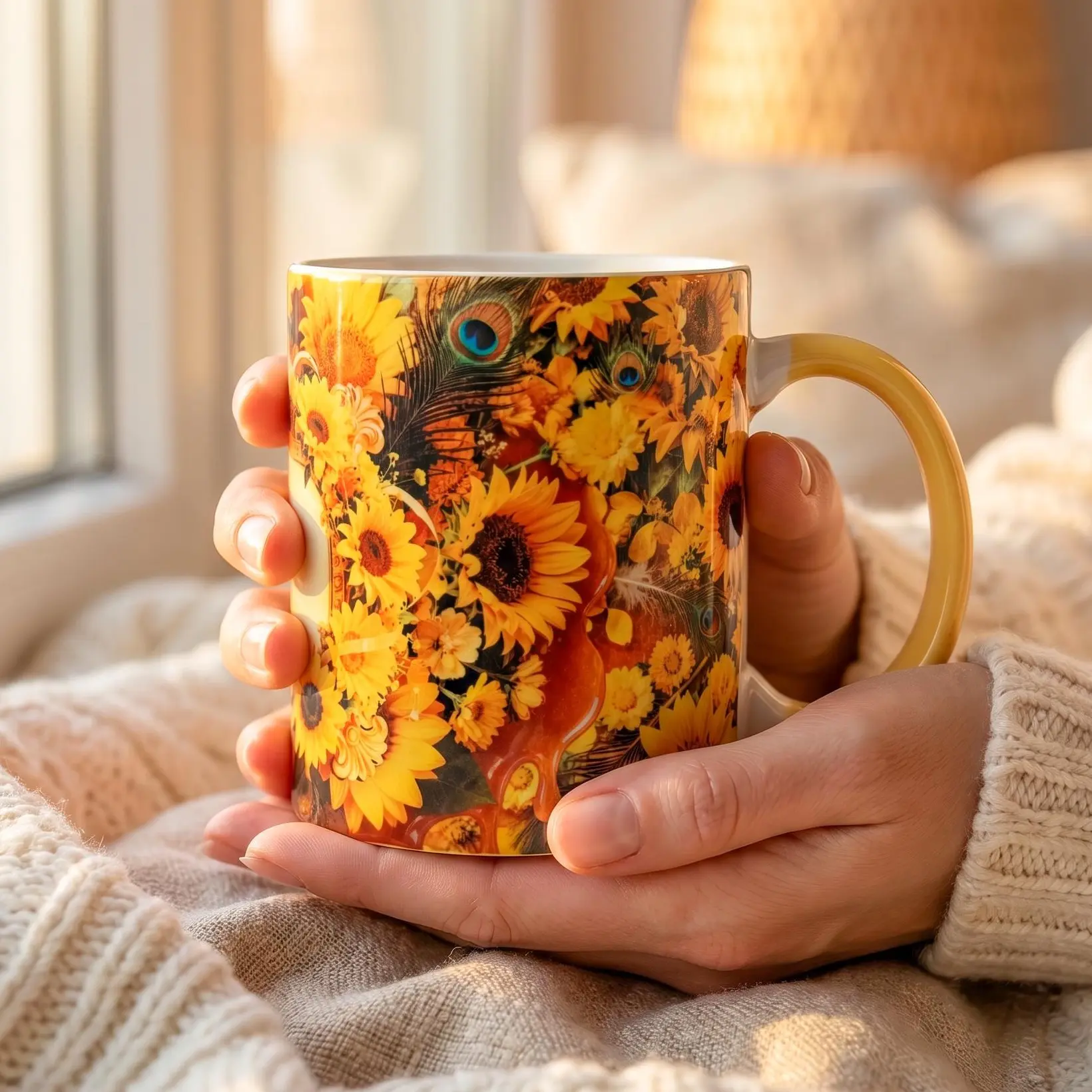 Personalized Madrina Mug 11oz – Oshun Sunflower Gift for Godmother | Spiritual Coffee Mug, Custom Cuban Gift
