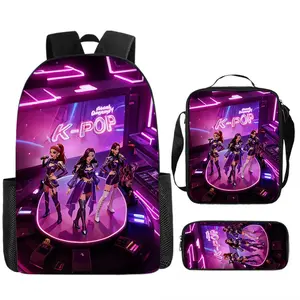2026 new kpop witch hunter group three-piece set 16-inch school bag backpack set pencil bag thermal bag