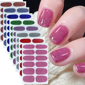 Popular influencer-style solid color onion powder nail stickers, full-cover nail art decals, cute and girlish, waterproof nail stickers.