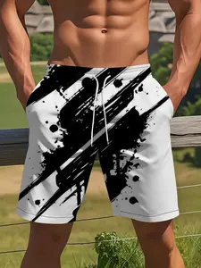 Men's Shorts Beach Pants Digital Print Patterned Quick-Dry Swim Trunks, Full Ink Blotting Print, Surfing and Beach Shorts, Swimming Trunks