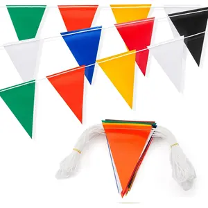 Safety Warning Pennant Banner Flags – Multipurpose 105FT OSHA High Visibility Colored Triangle Flags for Party, Roadwork, and Hazard Areas(MULTICOLOR,45pcs,105FT)