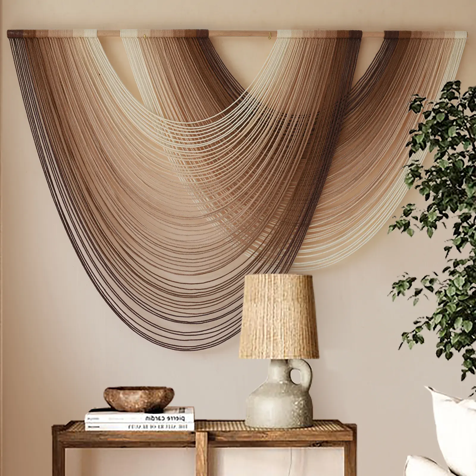 Macrame Wall Hanging Dip-Dye Boho Home Decor Fiber Wall Art Craftsmanship Bedroom Living room 57" W x 39" L