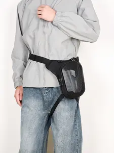 Men's Adjustable Multifunctional Waist Bag, Multi-Layered Bicycle Riding Backpack, Student Sports Shoulder Bag, Outdoor Work Tool Bag, Zipper Belt Bag