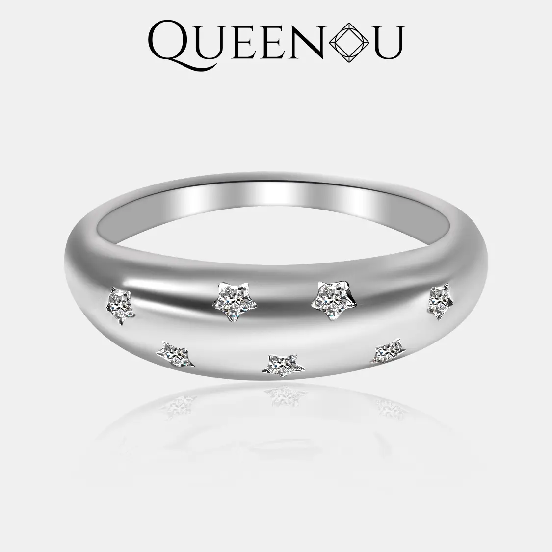 【920-CS】Valentine's Flash Sparkling Surface Star Inlay Synthetic Moissanite Ring