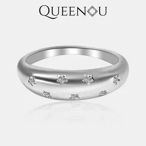 【920-CS】Valentine's Flash Sparkling Surface Star Inlay Synthetic Moissanite Ring