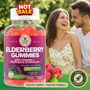 Elderberry 200mg Gummies with Vitamin C, Echinacea, Propolis (100 count) - Immune Support for Adults & Kids - Maximum Strength, Great Tasting Raspberry Flavor - Gluten-Free, Vegan - 100 Gummies