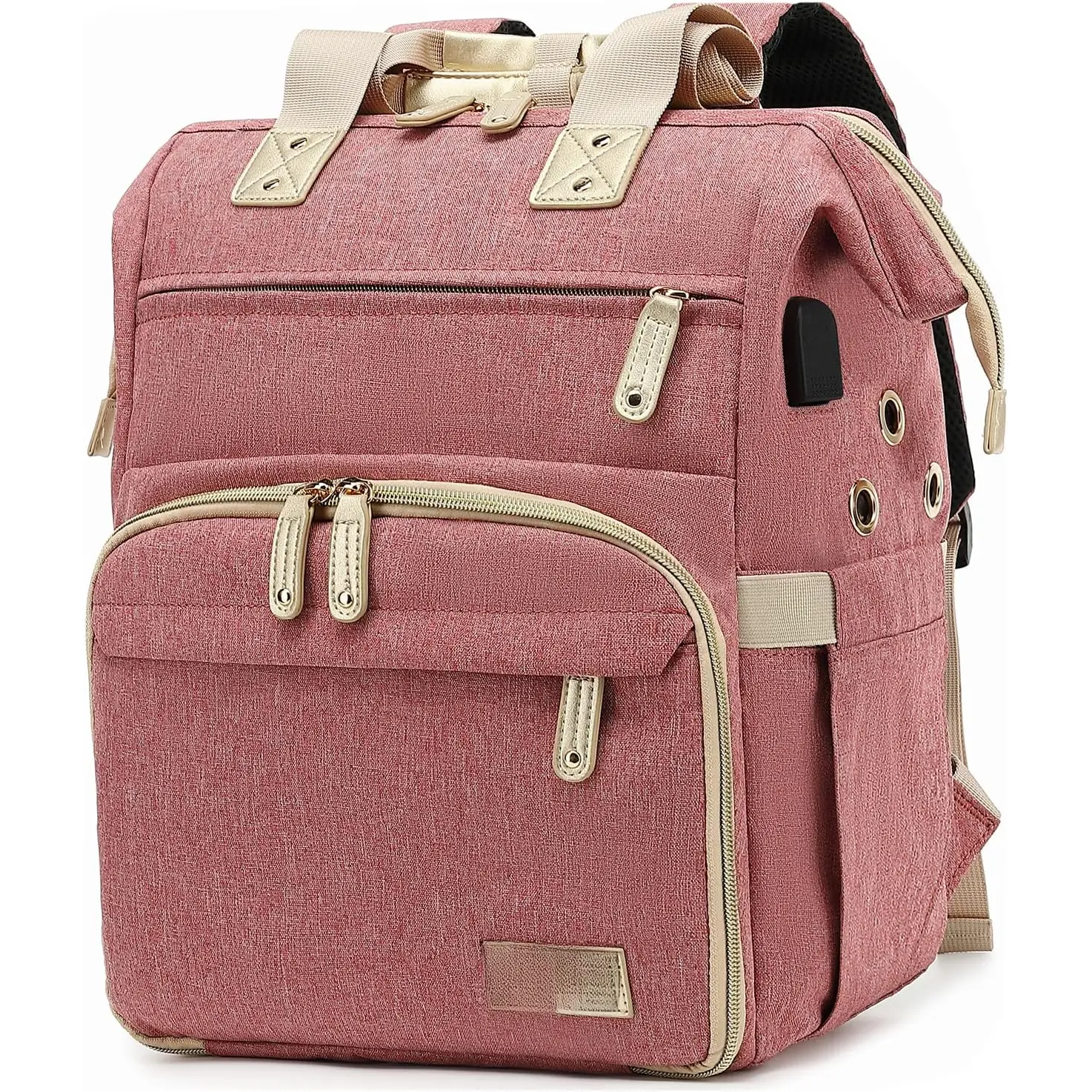 Knitting Bag Backpack,Yarn Storage Organizer Travel Crochet Bag with USB  Port,Large Capacity Yarn Storage Tote Bag Yarn Holder Case for Carrying Projects, Knitting , Crochet Hooks Pink