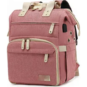 Knitting Bag Backpack,Yarn Storage Organizer Travel Crochet Bag with USB  Port,Large Capacity Yarn Storage Tote Bag Yarn Holder Case for Carrying Projects, Knitting , Crochet Hooks Pink