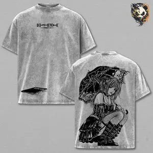 Misa Amane Washed Tee – Death Note Anime Manga T-Shirt, Death Note User Shinigami Eyes Contract Lifespan Trade Kira Power Killing Names Ability Vintage Graphic, Anime Dark Power Streetwear Oversized Tee for Hardcore Fans