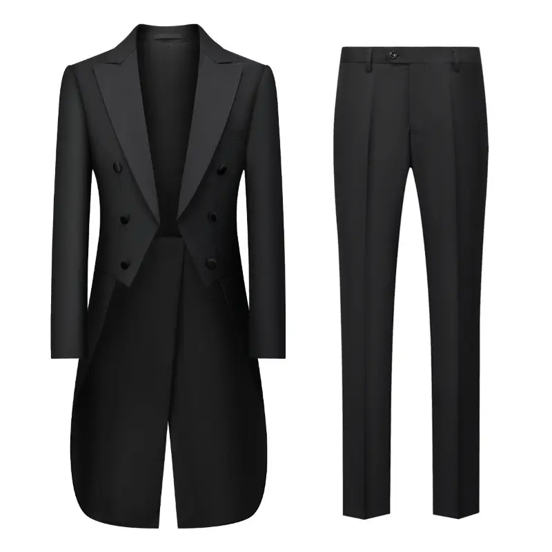 Men's Formal Wear Tailcoat, Slim Fit Polyester Tuxedo with Long Tail for Stage Performers, Conductors, and Banquets - Button Detail, Clothes, All Seasons, 200-5Xl（98.0-105.0Kg）, 228 Tuxedo (Top + Bow Tie), 190-3Xl（85.0-91.0Kg）, 195-4Xl（91.5-97.5Kg）