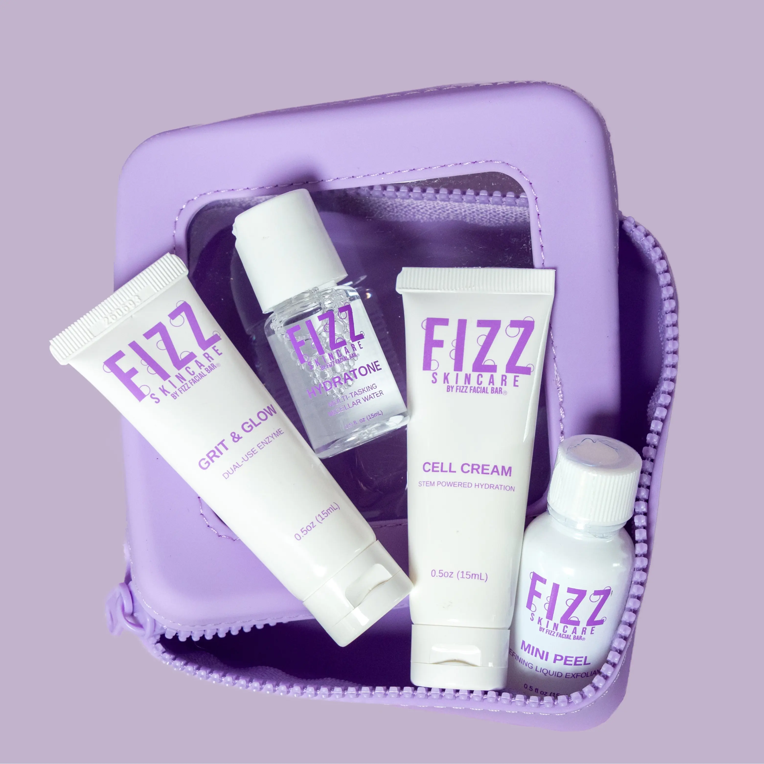Mini Travel Set - includes HydraTone, Grit & Glow, Mini Peel, Cell Cream .5oz