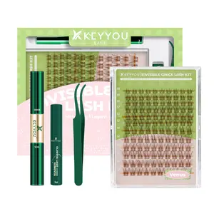 KEYYOU Natural Lash Clusters Wispy Brown  Eyelash Extension Kit Waterproof Long Lasting Easy DIY At Home Ultra Thin Band Cosmetic Makeup TikTok Shop SpringGlowUp