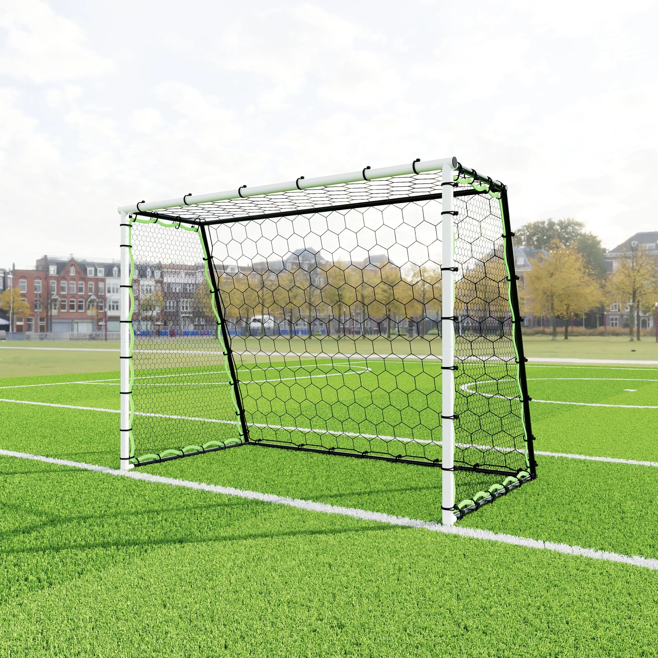 Heavy Duty 6x4 Foot Soccer Goal Set for Backyard, Steel Frame with Ground Anchors, Portable Football Practice Net, Quick Assembly for Competitive and Training Use