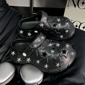 Women’s Cute Star Cutout EVA Platform Clog Sandals - Soft Cushioned Slip-On Shoes for All-Day Comfort & Casual Styling
