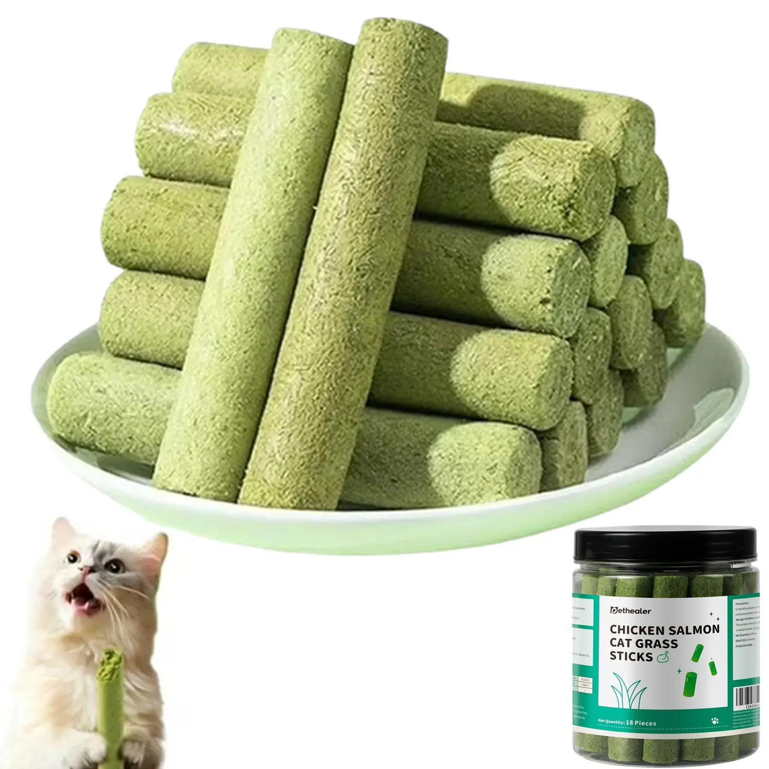 Cat Grass Teething Stick Cat Treats, Cat Grass Sticks for Indoor Cats, Cuddles and Meow Cat GrassSticks for Hairball, Cat Chew Stick Natural Molar Rod, Cat Grass Sticks Increase Appetite