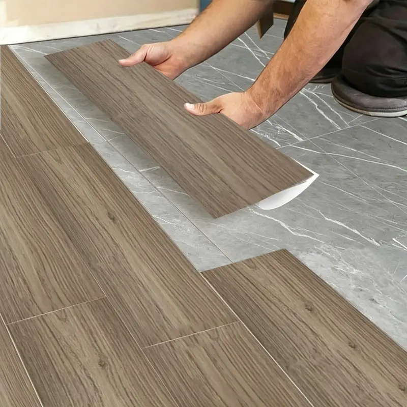 30 Pcs Glossy PVC Self-Adhesive Wood Grain Pattern Floor Stickers, Durable PVC Material Waterproof and Oil-Proof Outdoor Indoor Flooring Patchwork for Universal Home Use