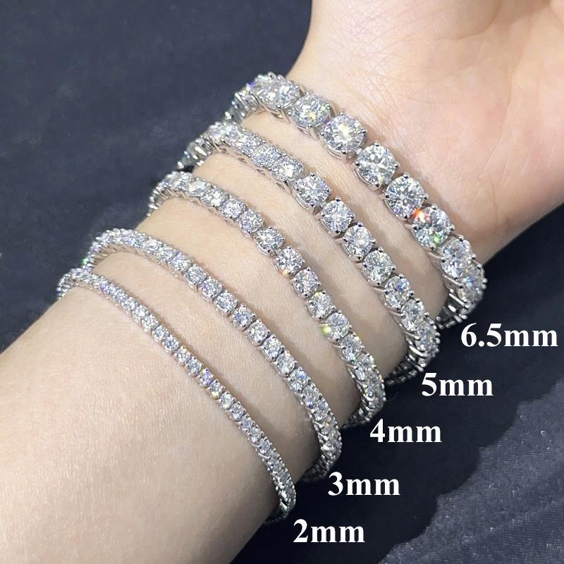 [Big Factory] Unisex Moissanite Tennis Chain For Women Original 925 Sterling Silver Gold Man Moissanite Bracelet Chain Hip hop