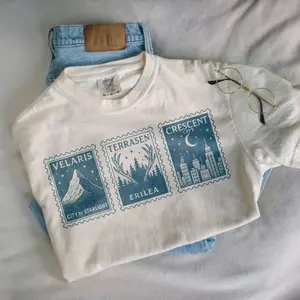 Comfort Colors Sarah J Maas Postcard Vintage T-shirt Velaris Terrasen Tee Crescent City ACOTAR Merch Court Of Thorns