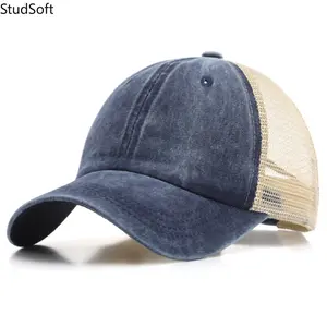 2026 New Arrival: Spring/Summer Washed Cotton & Denim Mesh Cap—Stylish, Lightweight, Breathable, Sun-Protective Beach Baseball Hat