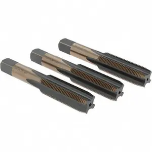Precise 3-Pc High Speed Steel Thread Cutting Tap Set (BDNA-20693), 3/4-16 UNF, 4 Flute, Bottoming & Taper Plug Taps, Gold & Oxide Finish, 4-1/4" OAL