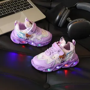 Kids Casual Shoes Girls Cartoon Breathable Non-Slip LED Light Sneakers Unisex Luminous Sneakers for Girls Sport Running Shoes Girl Birthday Present Comfortable & Playful Kids Shoes