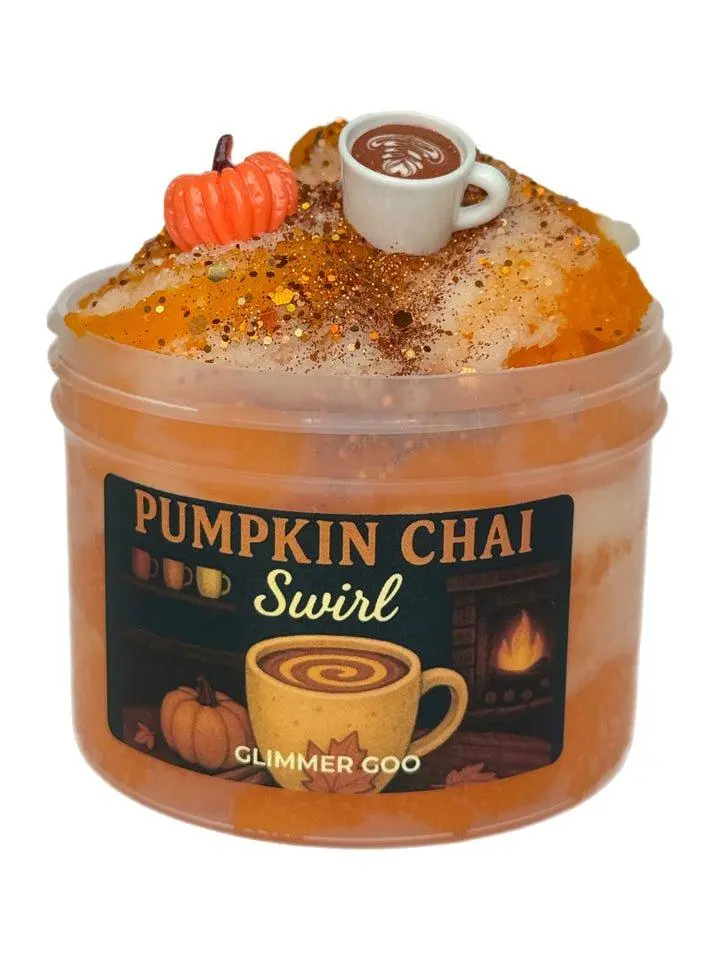 NEW! Pumpkin Chai Swirl Icee Swirl Slime with Pumpkin & Coffee Mug Charms Scented with Pumpkin Chai Latte