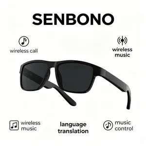 Senbono'S Latest Smart Glasses with AI Language Translation Provide Free Translation for Life, Featuring a Microphone, Dual Stereo Speakers, Music Management, Wireless Calling, Camera Operation, Voice Interaction, AI Recording