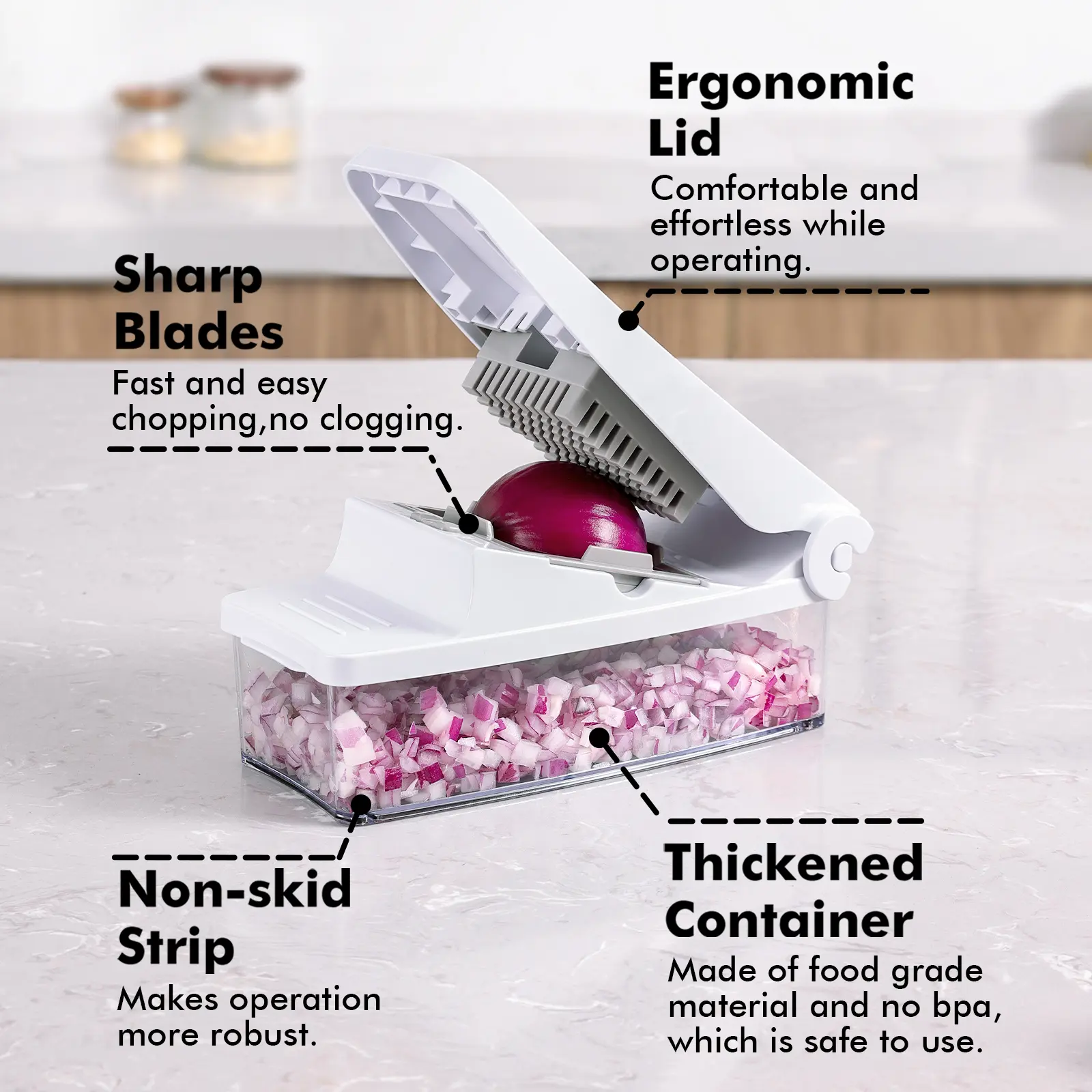 Geedel Vegetable Chopper, Pro Food Chopper, Kitchen Vegetable Slicer Dicer Cutter Grater, Veggie Chopper with container for Salad (4 in 1), Utensils veggie chopper chopper vegetable, FathersDayGift Cabbage Shredder