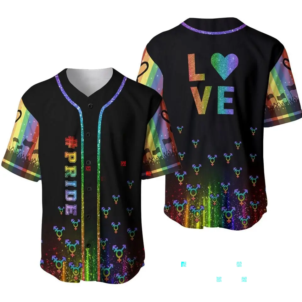 Rainbow Pride LGBT Love is Love Baseball Jersey, Unisex Baseball Jersey, Classic Button Style, Sport Street Fashion