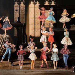 Vintage Lady Series Modern Character Stickers, 25 Sheets/bag, Kraft Paper Material, Retro Style Decorative Stickers for Scrapbooking & Crafts, Sticker Packs, Stickers Kit