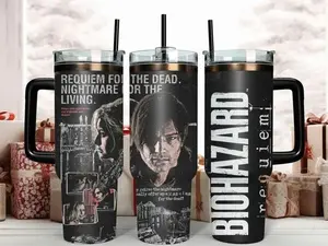 Resident Evil 9 Requiem 40oz Tumbler with Handle, Leon S. Kennedy Tumbler 40oz, Horror Game Tumbler, Leon S. Kennedy Tumbler, Gift for Gamer