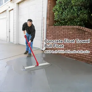 【GARVEE】Magnesium Bull Float Set: 48" x 8" and 36" x 8" Round Concrete Float Tools with Adjustable Bracket, Ergonomic Handles, and Multi-Angle Use for Professional Cement Finishing.