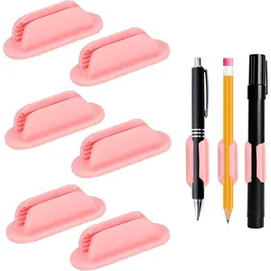 Adhesive Pen Holder for Desk, 6 count   Pencil Holder for Classroom Clipboard Attachment, Pencil Holders Marker Holders for Student Desk Office Whiteboard Accessories School Teacher Supplies